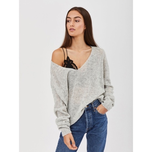Free People Sweaters - Free People Gossamer V-Neck Sweater Grey Gray L